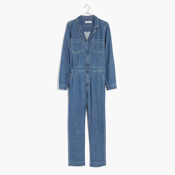 Madewell - Denim Long Sleeve Jumpsuit H6433 | Size Medium | Mid Blue Phair Wash - Picture 2 of 14